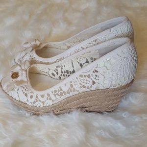 Tory Burch Lace Crochet Espadraille Wedges